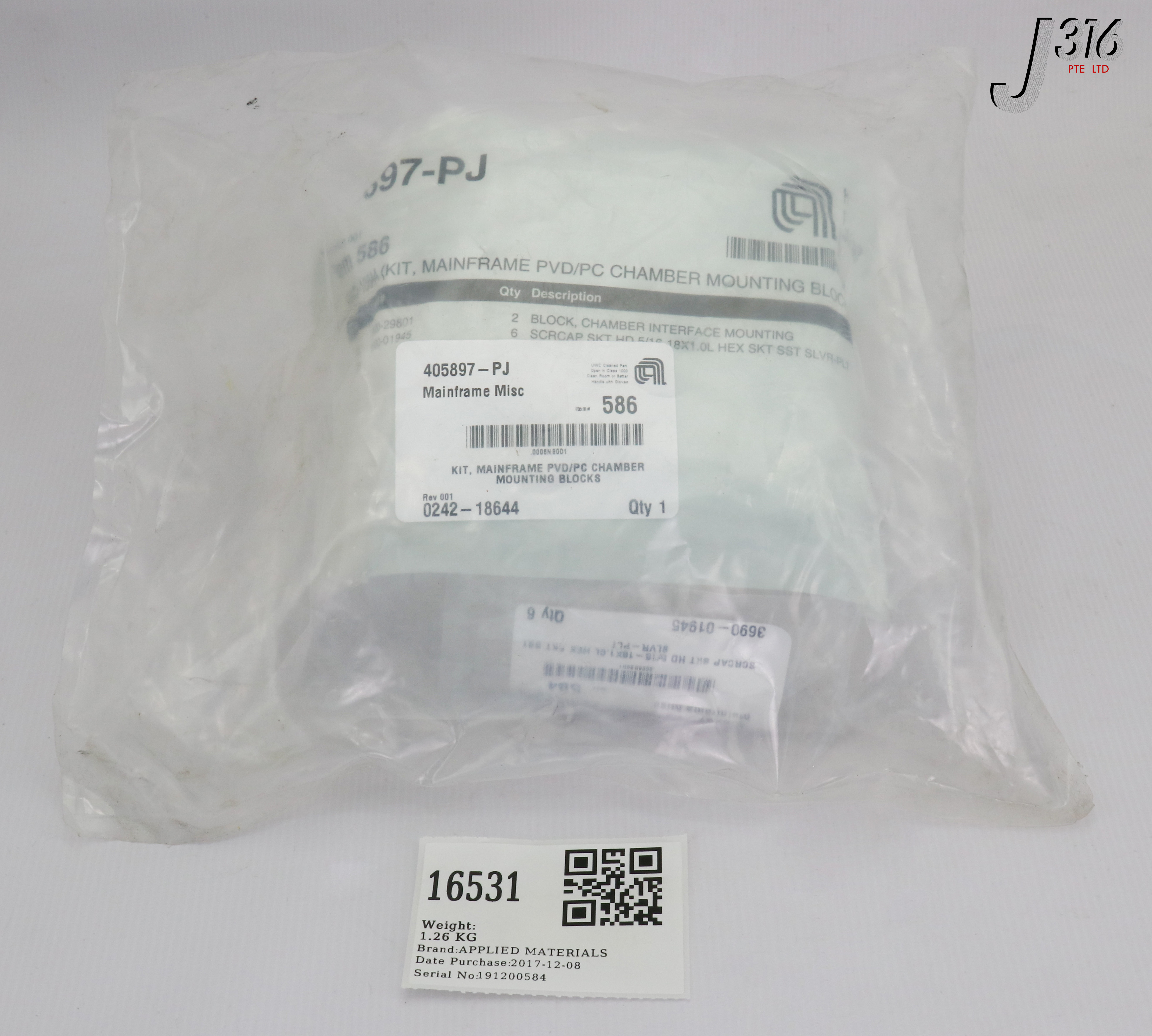 N 16531 APPLIED MATERIALS KIT MAINFRAME PVD/PC CHMBR 0242-18644 | eBay